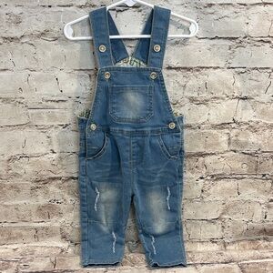 Classic Blue Adjustable Distresses Baby Denim Overalls